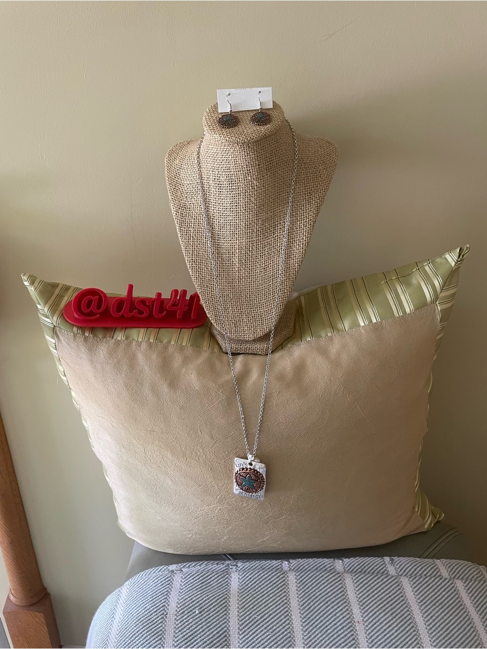 NWT-Silver Chain Necklace with Turquoise Life’s A Beach Pendant and Earring Set